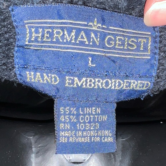 3/$18 Vintage Herman Geist Short Sleeve Embroidered Floral Button Top Size L - Picture 14 of 16